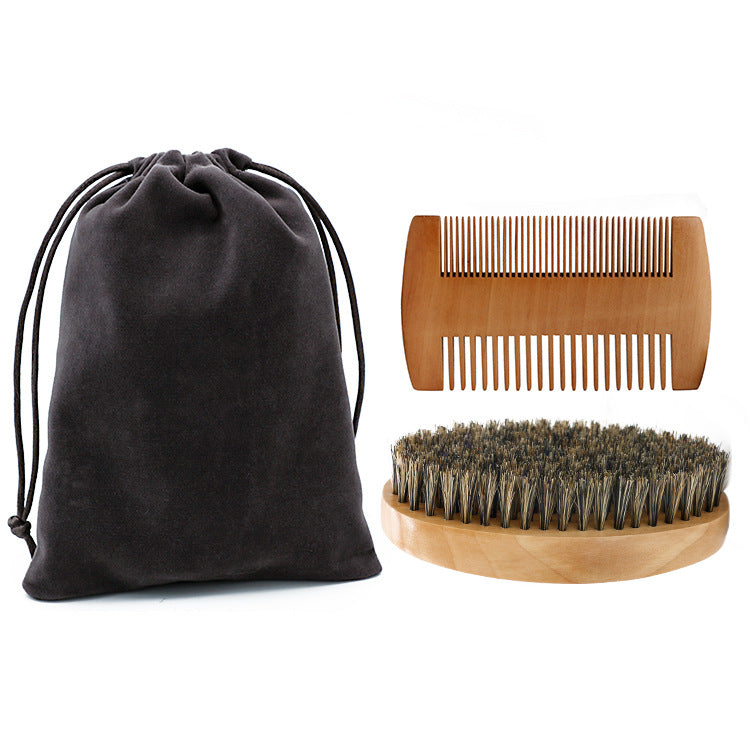 Men’s Beard Grooming Kit – Boar Bristle Brush & Wooden Comb