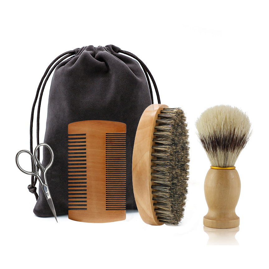 Men’s Beard Grooming Kit – Boar Bristle Brush & Wooden Comb