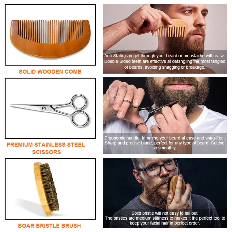 Custom Beard Grooming Kit Beard Oil Comb Fashion Styling Beard Kit Men Gift Set