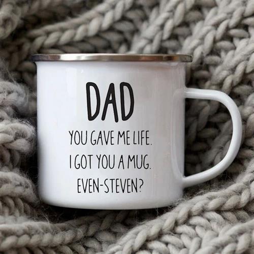 Dad Painted Facts Coffee Mug Enamel Cup for Papa Daddy Son
