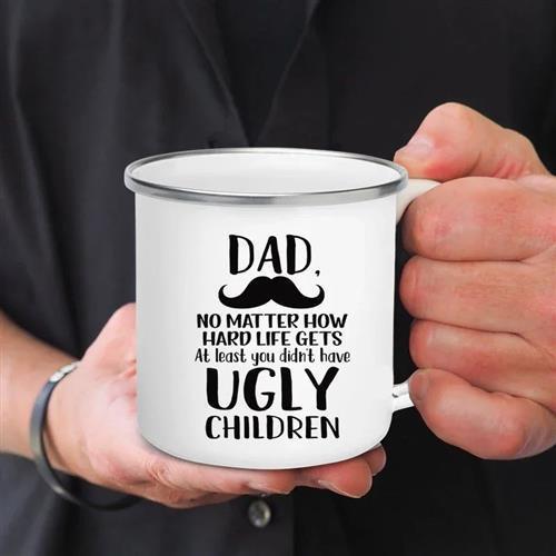 Dad Painted Facts Coffee Mug Enamel Cup for Papa Daddy Son