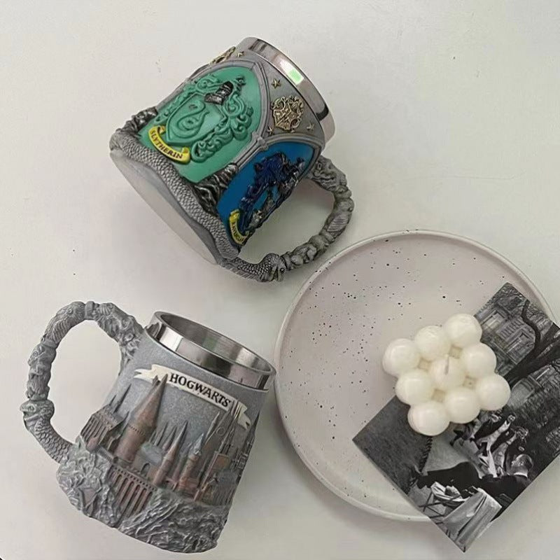 Harry Potter Beer Mug Personalized Movie Merchandise Harry Potter Academy Badge Mug Stainless Steel