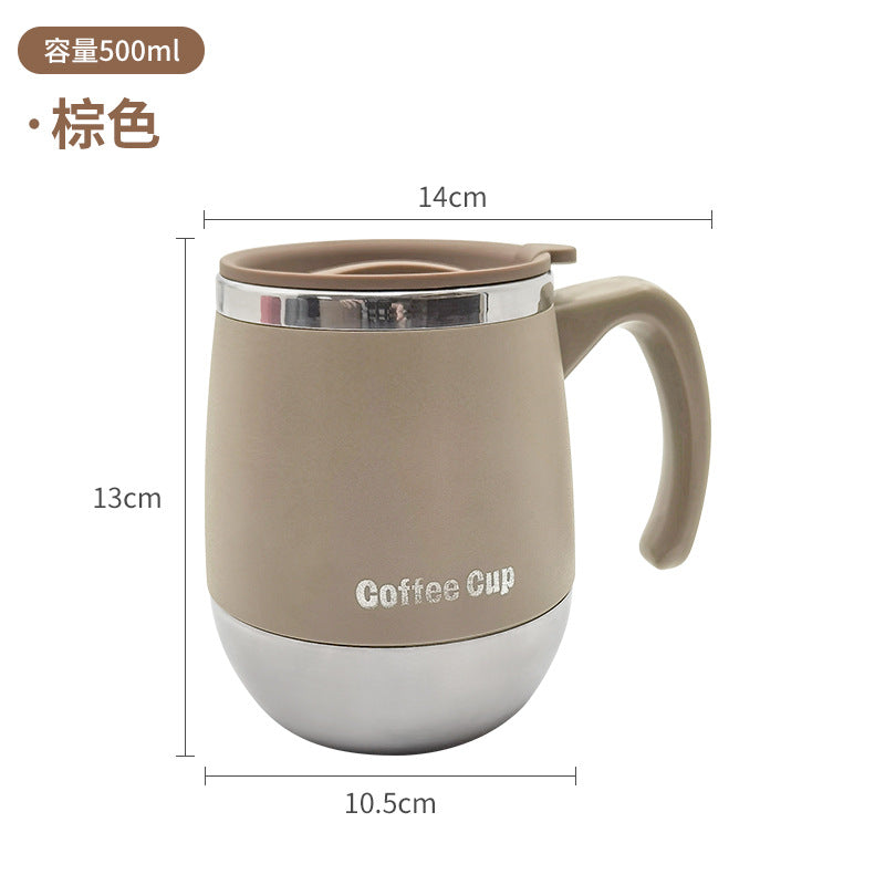 Stainless steel double layer insulated anti-scalding mug office worker coffee cup drinking cup gift cup with lid