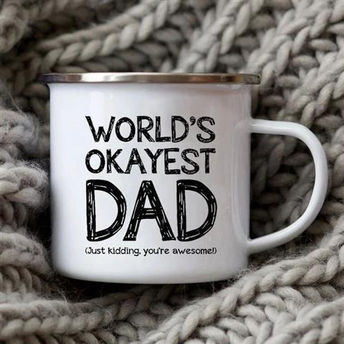 Dad Painted Facts Coffee Mug Enamel Cup for Papa Daddy Son