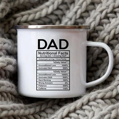 Dad Painted Facts Coffee Mug Enamel Cup for Papa Daddy Son