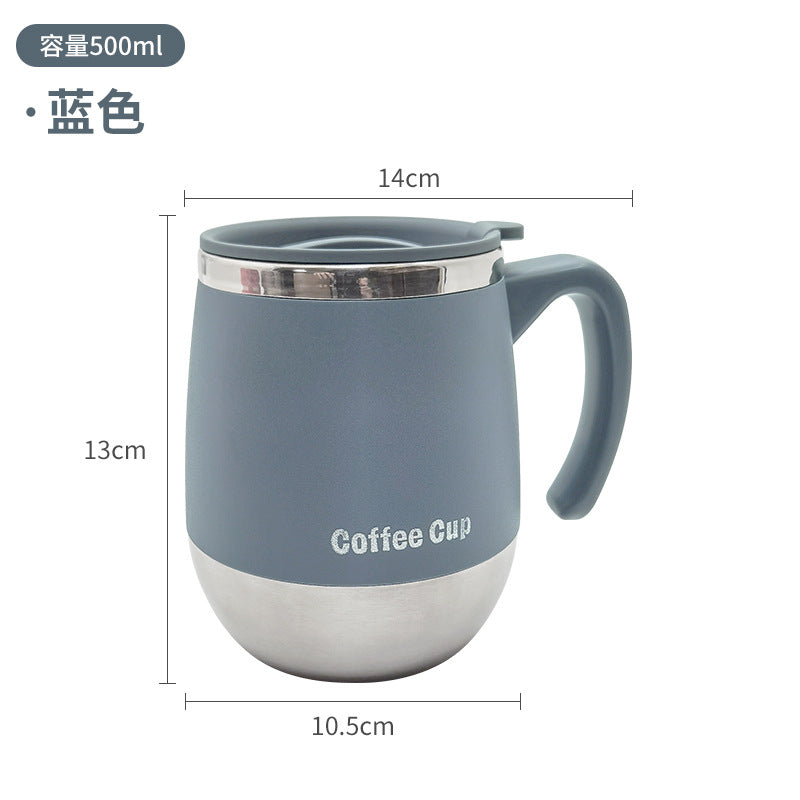 Stainless steel double layer insulated anti-scalding mug office worker coffee cup drinking cup gift cup with lid