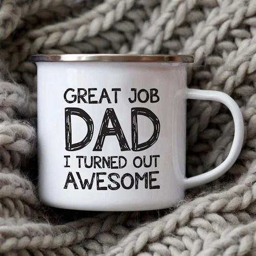 Dad Painted Facts Coffee Mug Enamel Cup for Papa Daddy Son