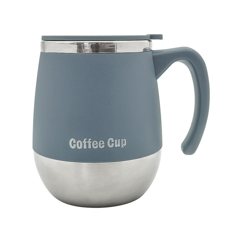 Stainless steel double layer insulated anti-scalding mug office worker coffee cup drinking cup gift cup with lid