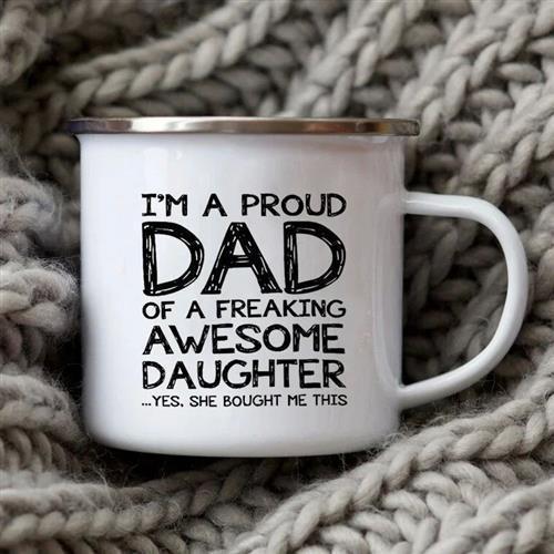 Dad Painted Facts Coffee Mug Enamel Cup for Papa Daddy Son
