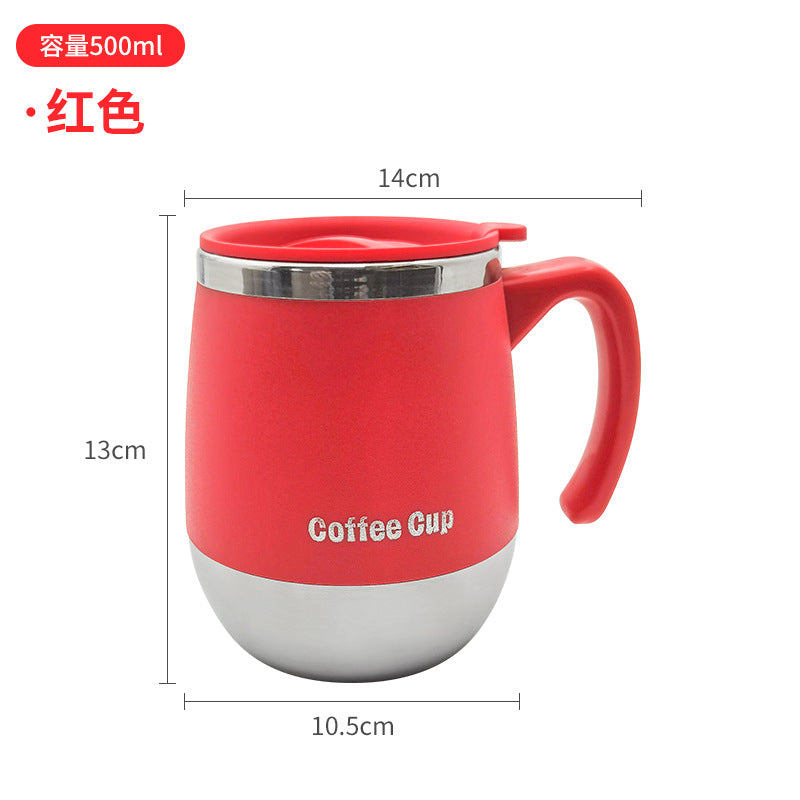 Stainless steel double layer insulated anti-scalding mug office worker coffee cup drinking cup gift cup with lid