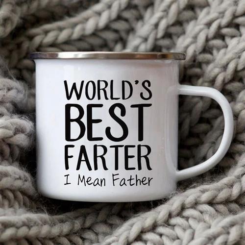 Dad Painted Facts Coffee Mug Enamel Cup for Papa Daddy Son