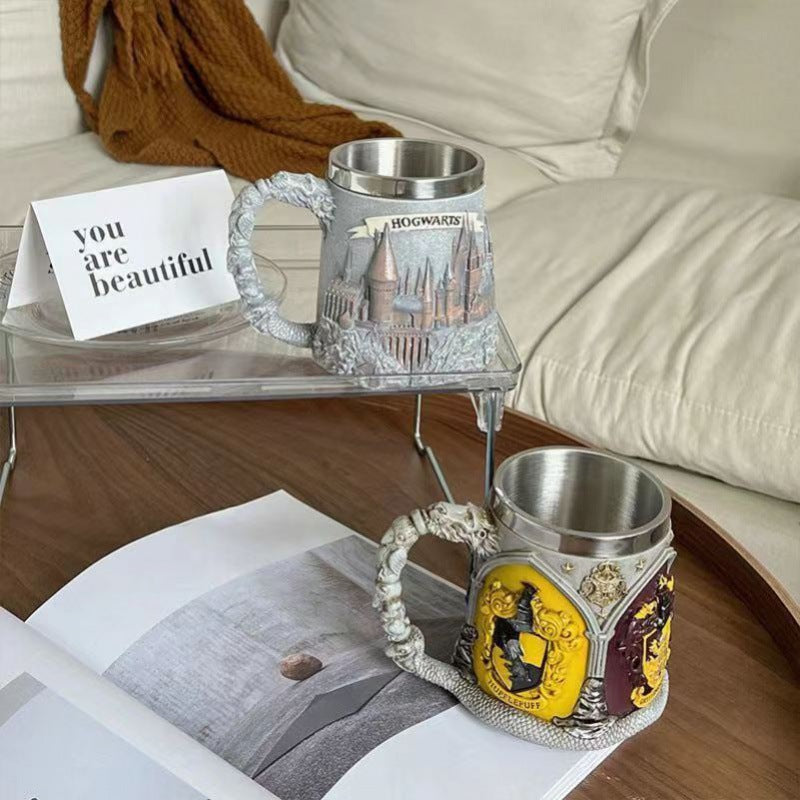 Harry Potter Beer Mug Personalized Movie Merchandise Harry Potter Academy Badge Mug Stainless Steel