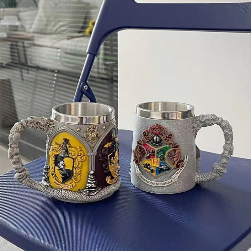 Harry Potter Beer Mug Personalized Movie Merchandise Harry Potter Academy Badge Mug Stainless Steel