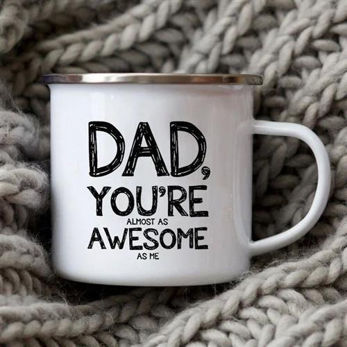 Dad Painted Facts Coffee Mug Enamel Cup for Papa Daddy Son