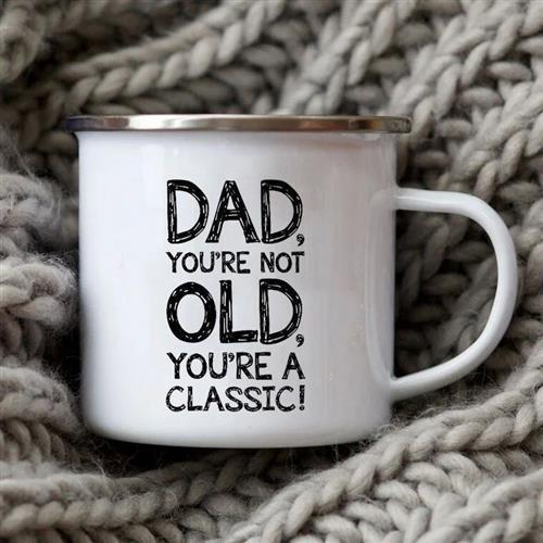 Dad Painted Facts Coffee Mug Enamel Cup for Papa Daddy Son