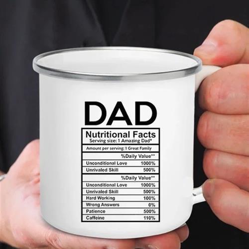 Dad Painted Facts Coffee Mug Enamel Cup for Papa Daddy Son