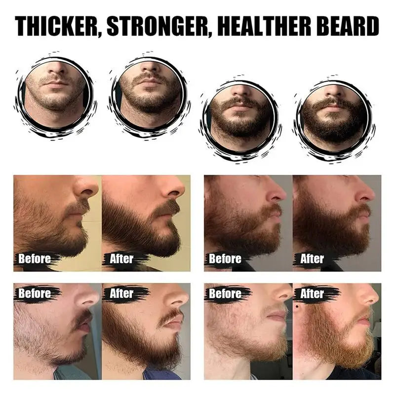 5pcs Men Beard Barba Grooming Beard Set Beard Growth Oil Men Hair Enhancer Thicker Mustache Grooming Beard Care Oil Comb Bag