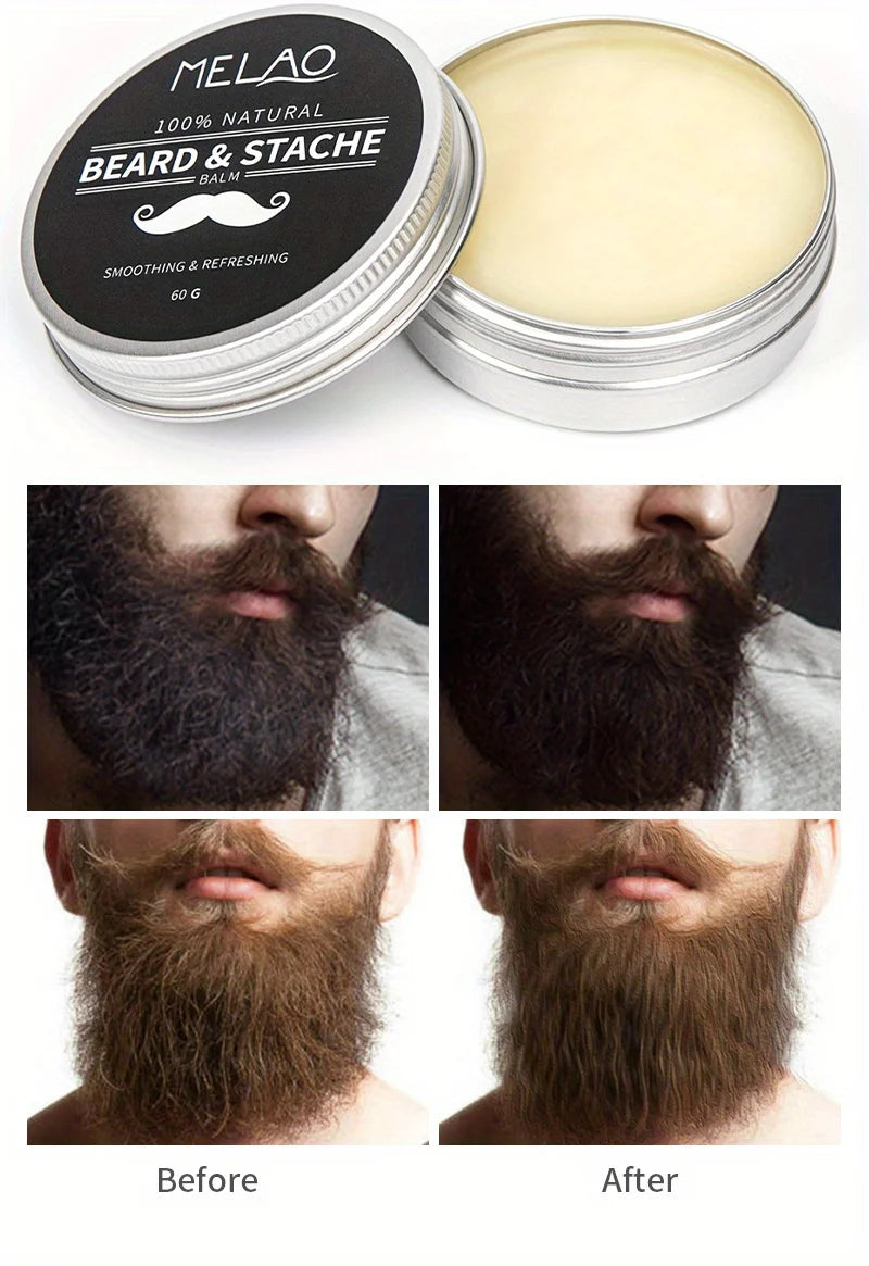 Melao Beard Styling Beard Growth Soften Unscented Beeswax Beard Balm for Men Sensitive Skin