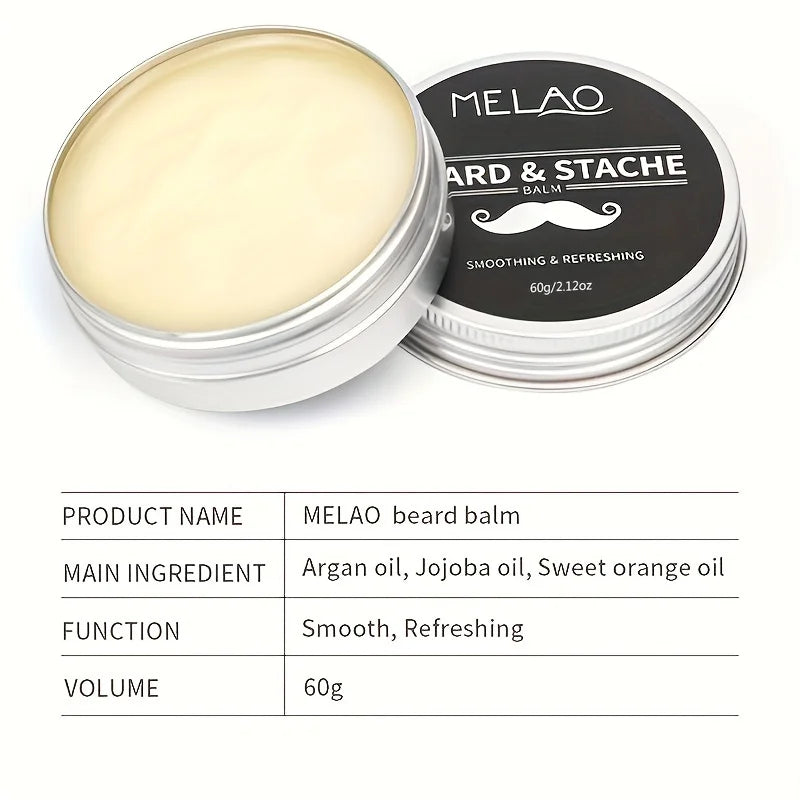 Melao Beard Styling Beard Growth Soften Unscented Beeswax Beard Balm for Men Sensitive Skin