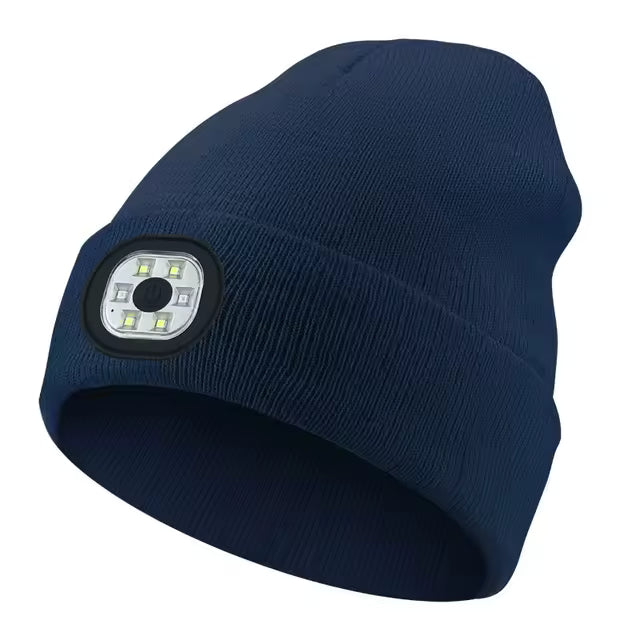 Beanie with BT speakers and headlight