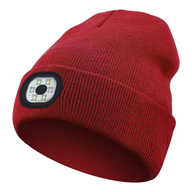 Beanie with BT speakers and headlight