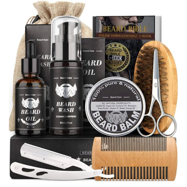 Beard Grooming Shampoo Wash Men’s Beard Brush, Wooden Beard Comb,