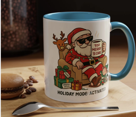 Holiday-Themed Coffee Mug, Santa Mug, Christmas Gift, Festive Drinkware