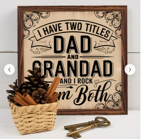 "I Have Two Titles: Dad and Grandad" Wood Wall Art Sign - rustic decor
