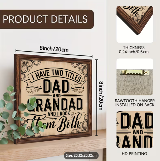 "I Have Two Titles: Dad and Grandad" Wood Wall Art Sign - rustic decor