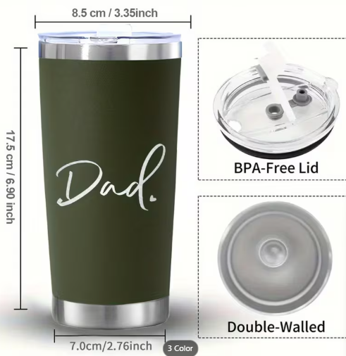 Stainless Steel Insulated Mug – Classic “DAD” Edition, 20oz
