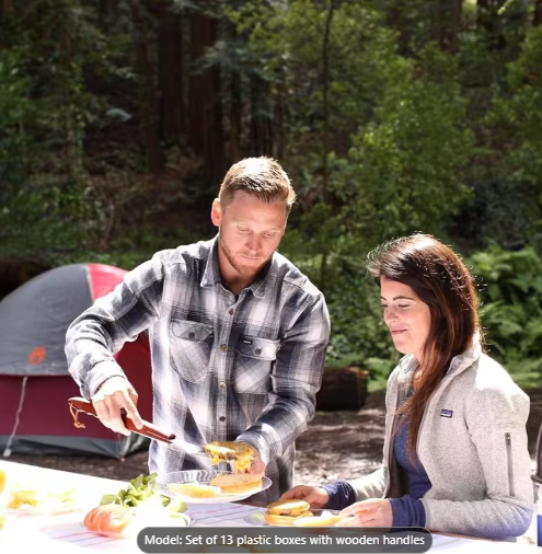 13pcs Heavy-Duty BBQ Grill Tool Set with Forks, Spatula, Tongs, Brushes, Piercing Utensils - Non-Slip Grip Handles for Outdoor, Indoor, Backyard, Professional - Portable Storage Case - Ideal Gift for Grill & Home Cooks