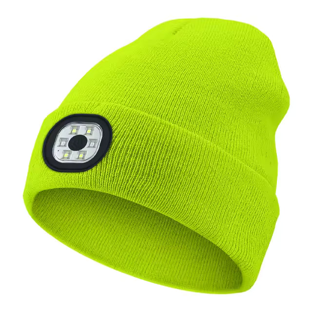 Beanie with BT speakers and headlight