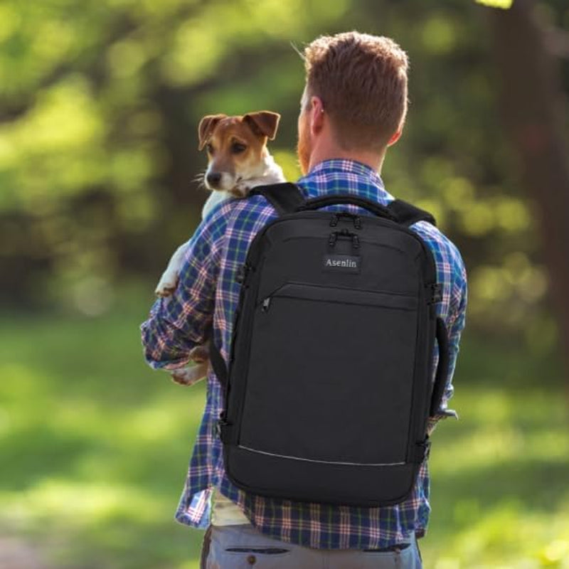 Travel Backpack for  Men,Fit 15.6 Inch Carry on Backpack Flight Approved Luggage，Weekender Bag Water Resistant Laptop Backpack-Black