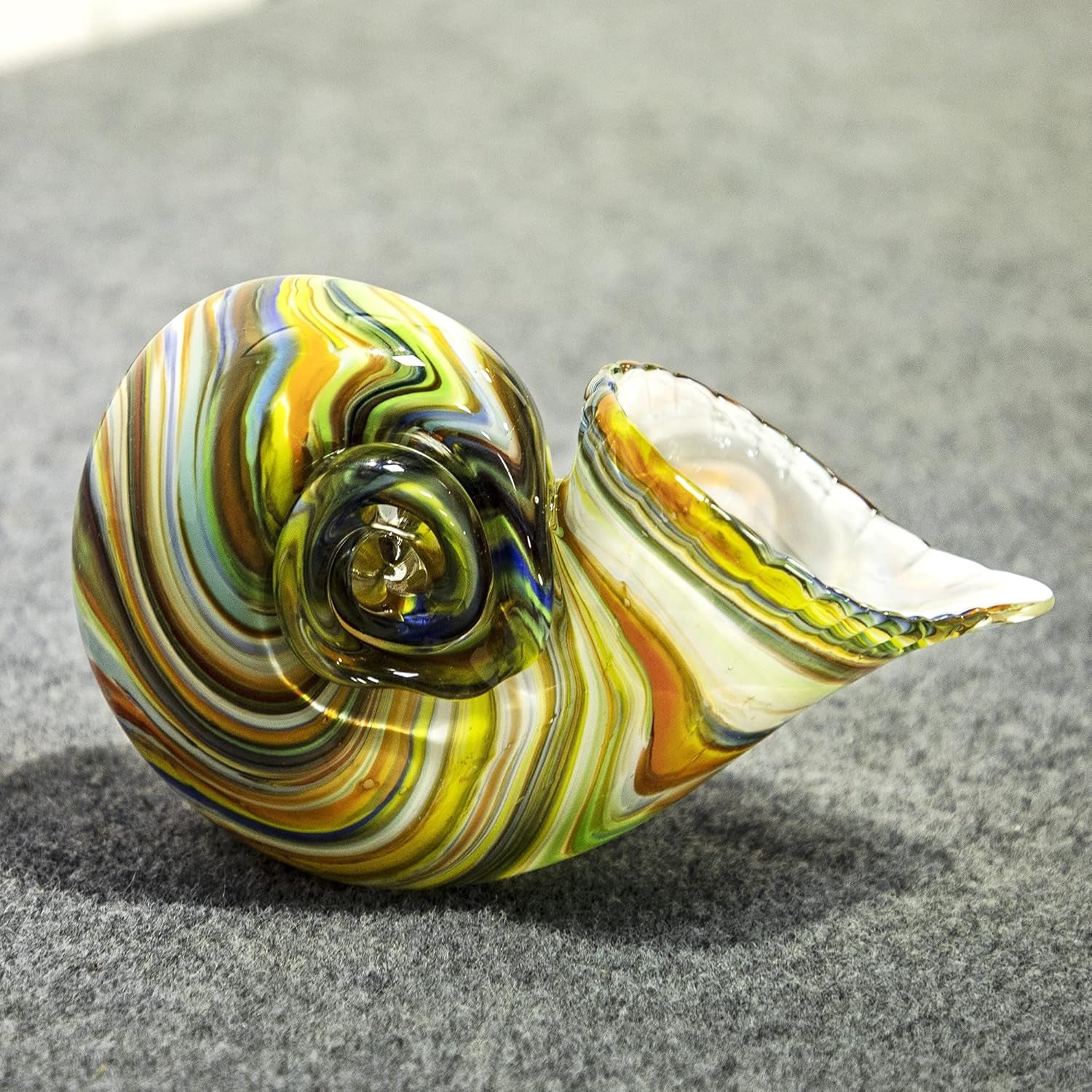 Glass Nautilus Conch Figurines, Hand Blown Seashell Art, Multicolor Glass Sculpture Beautiful Home Decor, Crystal Paperweight