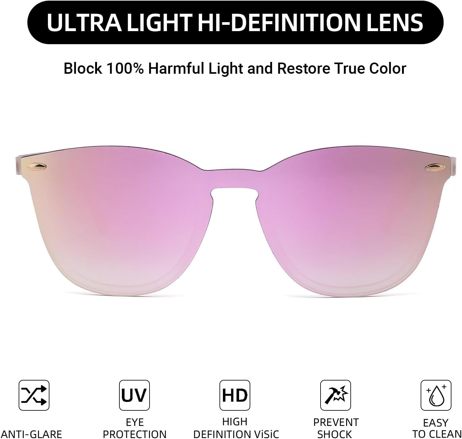 Trendy Rimless Mirrored Sunglasses Reflective Sun Glasses for Women Men