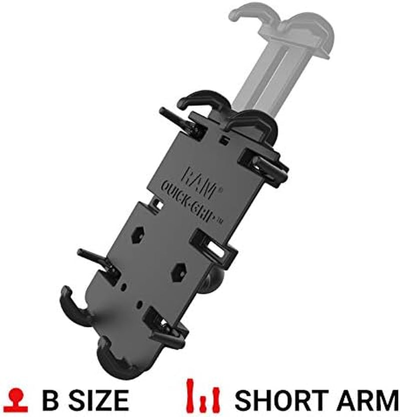 Quick-Grip Large Phone Mount with Handlebar U-Bolt Base RAM-B-149Z-A-PD4U with Short Arm for Motorcycle, ATV/UTV, Bike