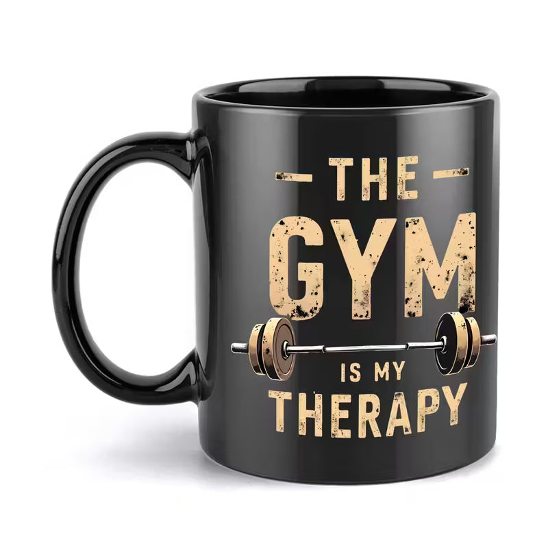 Gym Relax Apparel Coffee Mug – 11oz Ceramic (Black with Gold Lettering)